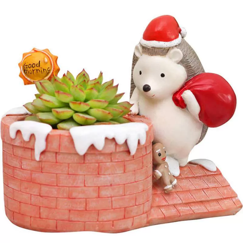 Decorative Christmas Flower Pot Animal Indoor Plant Mini Garden Poly Resin Gift Plastic Planter Flower Pots