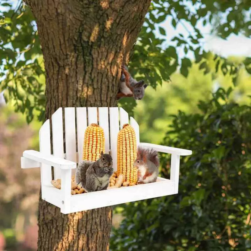 Garden Outdoor Wooden Cheap Modern Automatic Wild Squirrel Bird Food Seed Feeder Wholesale for Birds