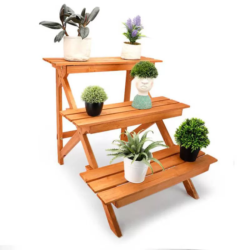 Low MOQ 3 Tier Natural Style Flower Stand Display Indoor Plant Stand Decoration Plant Pot Stand