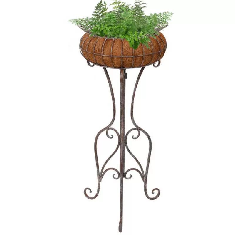 Wholesale Manufacturer Metal Flower Pot Stand Garden Plants Decoration Corner Display Iron Plant Stands With Palm Mat