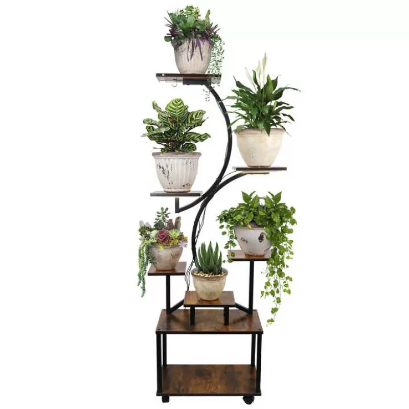Outdoor Garden Balcony Tall Wood Flower Pot Display Holder Shelf Plant Stand for Living Room