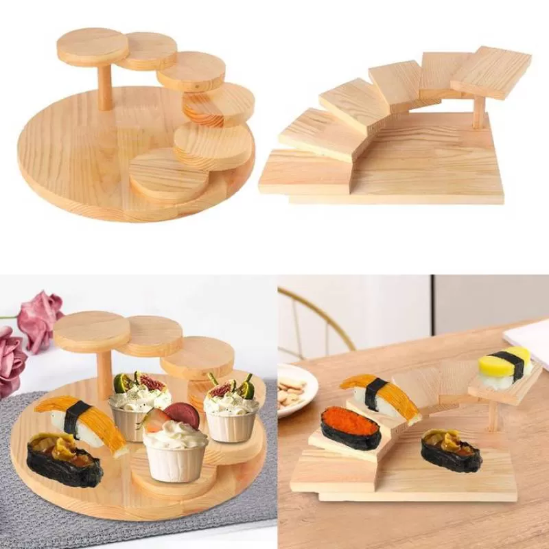 4 Tier Round Wood Cupcake Tower Stand for 50 Cupcakes Wood Cake Display Stand for Wedding Decor