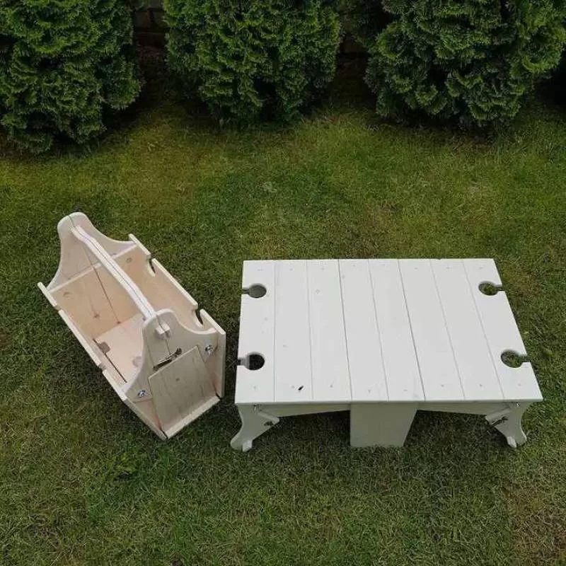 Portable Wooden Outdoor Folding Wine and Cheese Tray Table with Legs Christmas Gift Folding Picnic Basket Table