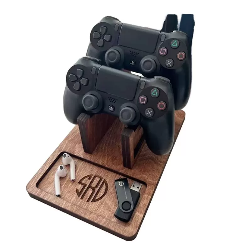 JUNJI Personalized Wood Controller Organizer Stand Joystick Holder Wood Game Controller Stand Gamer Gift