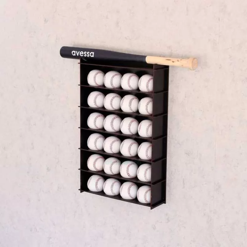 JUNJI Wooden Baseball Cabinet Holder Rack Baseball Display Stand Gift Decor Case