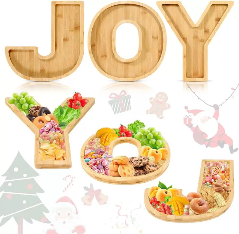 JUNJI JOY Deli 3-Piece Set Wooden Alphabet Tray Storage Trays for Children for Kitchen Living Room Bathroom Use Christmas Gift