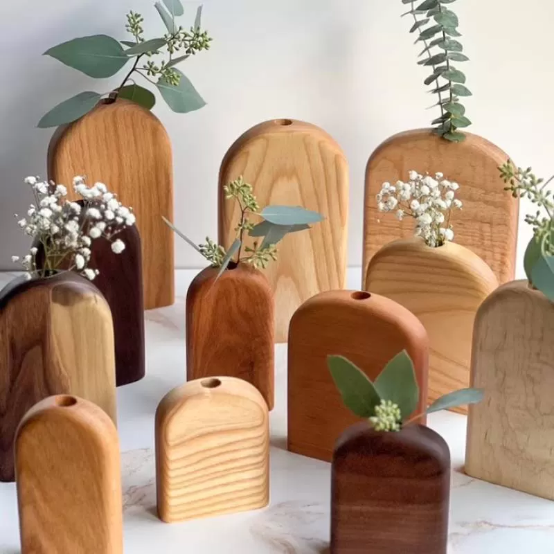 Organic Style Wood Bud Vase Flower Vase