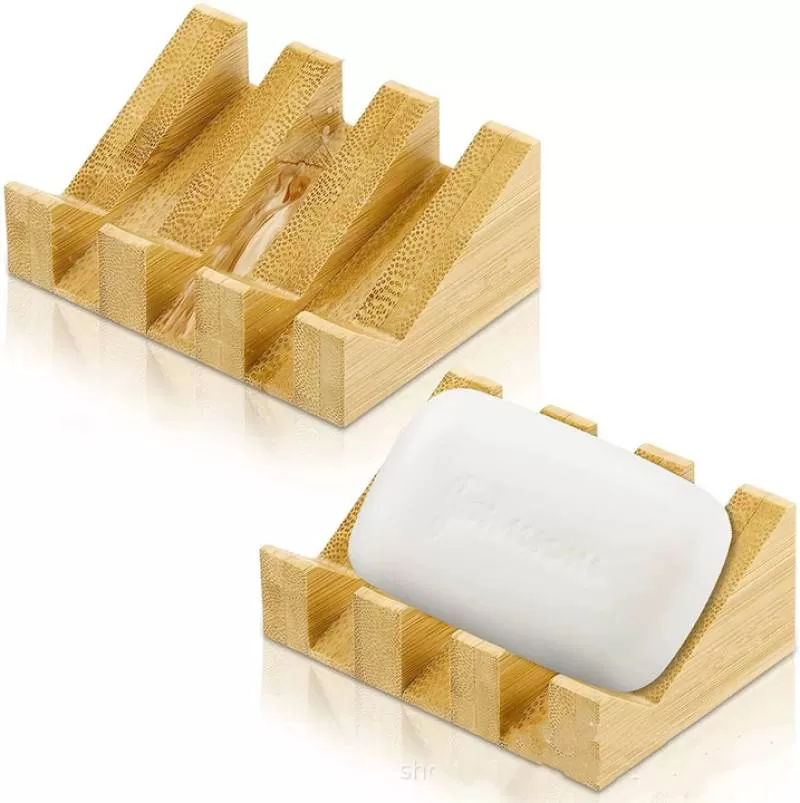 Bamboo Contemporary Self-Draining Wooden Bar Soap Rack Waterproof Home Kitchen Use Hotels Shopping Malls Packed Carton