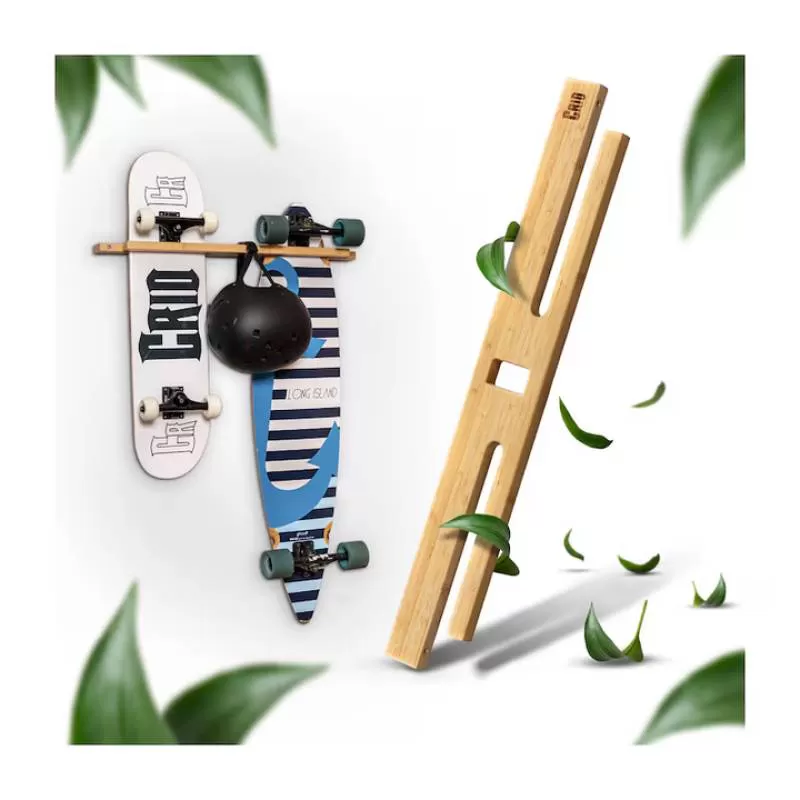 Bamboo Skateboard Snowboard Wall Hangers Single-Tiered Wood Bracket Garage Wardrobe Jewelry Clothing Cleaning Multifunctional