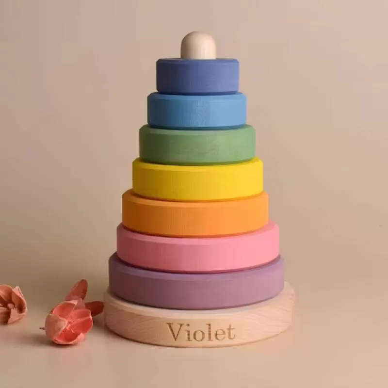 JUNJI Montessori Waldorf Toys Educational Stacked Tower Wooden Toys for Kids Storage & Learning Product Birthday Gifts for Kids