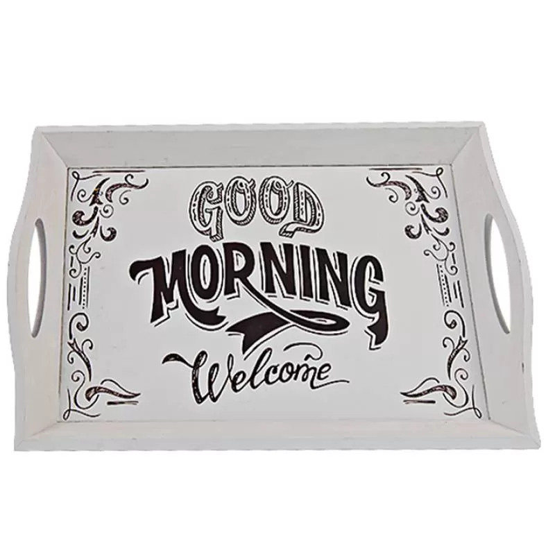 JUNJI Personalized Gift Serving Tray Rustic Wooden Tray Lovely Breakfast Wooden Serving Tray