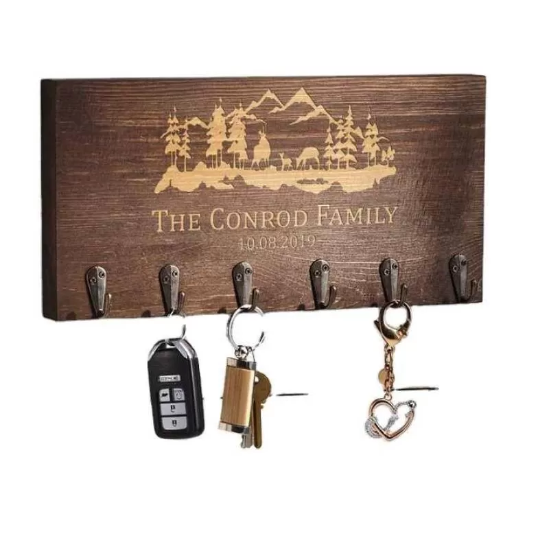 JUNJI Personalized Key Holder  Accessories Storage Holders Housewarming Gift Wood Key Holder