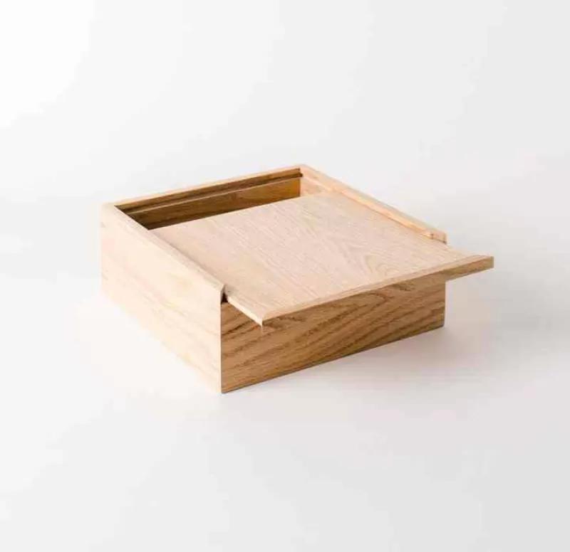 Wooden Rustic Style Wedding Shoe Box  Tissue  Book Card Letter  Display   Ring  Personalized - Oak Wood Box with Sliding Lid