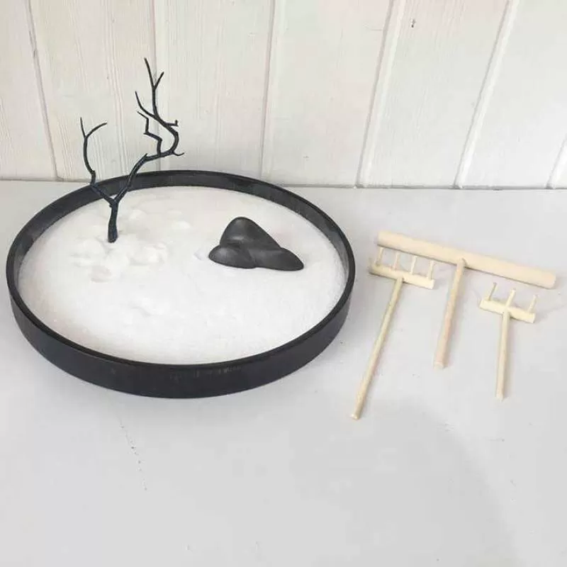 Wooden Zen Sand Garden Rake Spiritual Home Decor Modern Relaxation Office Desk Toys Therapeutic Sand Tray