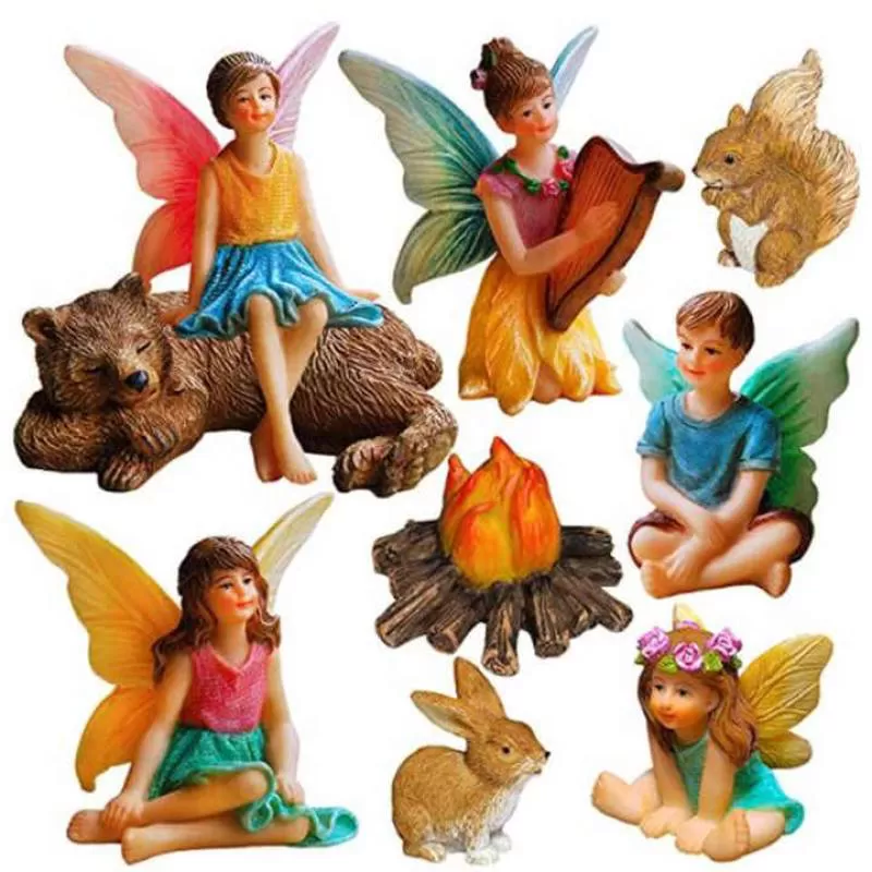 Fairy Garden Kit With Fairy Statues + Furniture Benches and Chairs