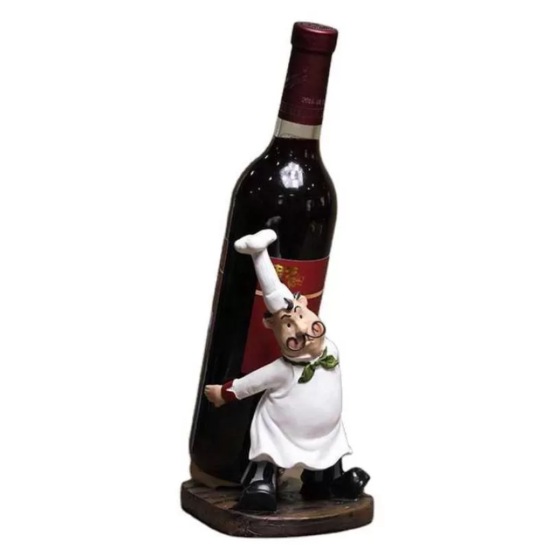 Playful Chef Wine Rack Wine Holder Sculpture Home Decor or Restaurant Setting Statue