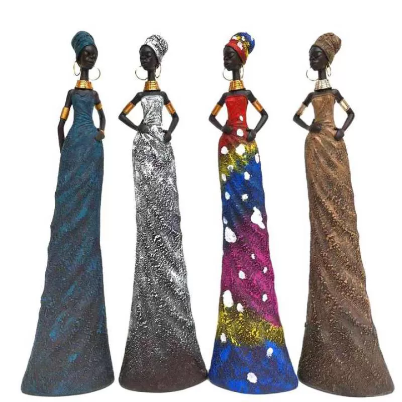 Wholesale Supplier Polyresin African Ladies Figurines for Home Decor