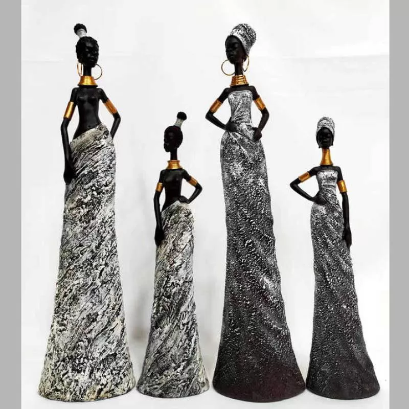 Polyresin African Ladies Figurines Bulk Supply Durable Home Decoration