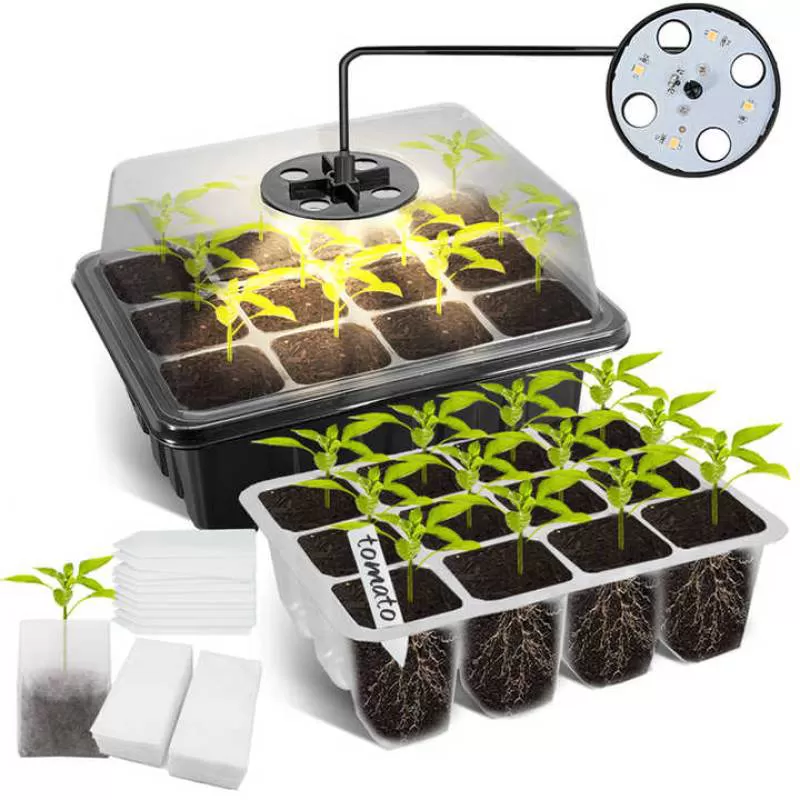 Seeding Star Kit Plant Propagation Station 12 Holes Propagator Kit With 5w Grow Light