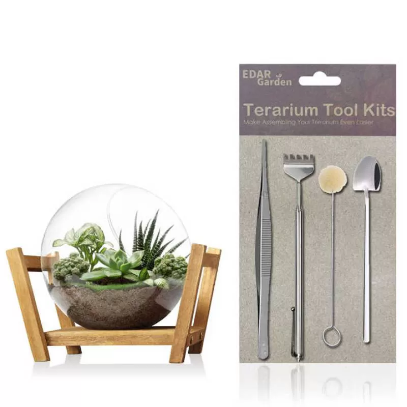 4PCS Metal Terrarium Tool Sets ECO-Friendly Package Telescoping Rake Microlandschaft Tools