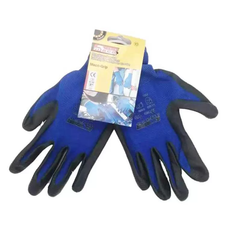 Garden High Quality Blue Terylene  Work Safety Gardening Tool Nitrile Latex Coated Gardening Gloves