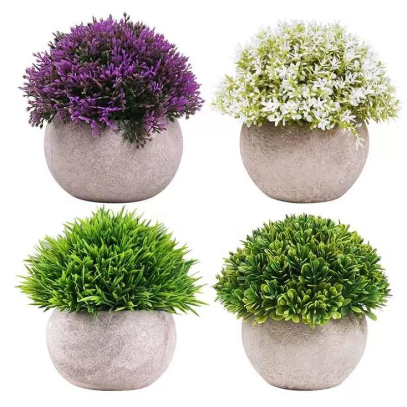4 Pcs Plants Small Potted Faux Artificial Mini Greenery Plants for  Home Decor Indoor Faux Plants in Pots