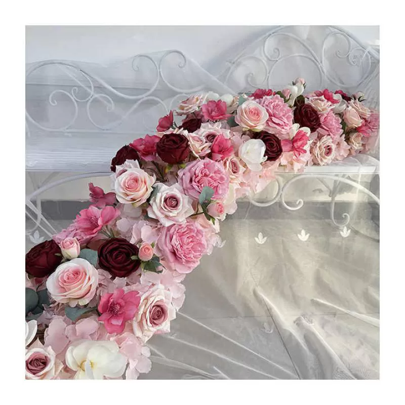 RED COLOR FLOWER RUNNER Factory Direct Sale Purple Wedding Flower Runner Artificial Flowers for Marriage