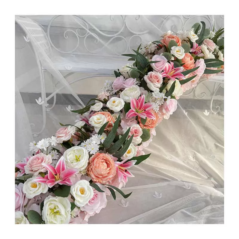 Pink Runner Cloth Wedding Runner Classic Art Decor 3D Artificial Pink Roses Flower Competitive PE Gift