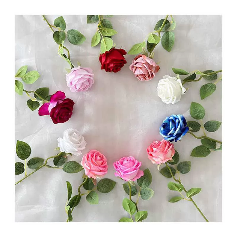 Factory Direct Silk Flower Yuxin Single Branch Velvet Rose for Wedding Home Decoration High Quality Simulation Flower
