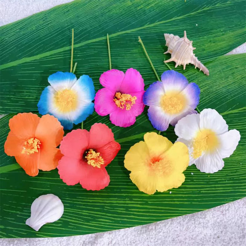 7CM Artificial Hawaii EVA Foam Hibiscus Flower Hair Pick Island Party Decorative Flower