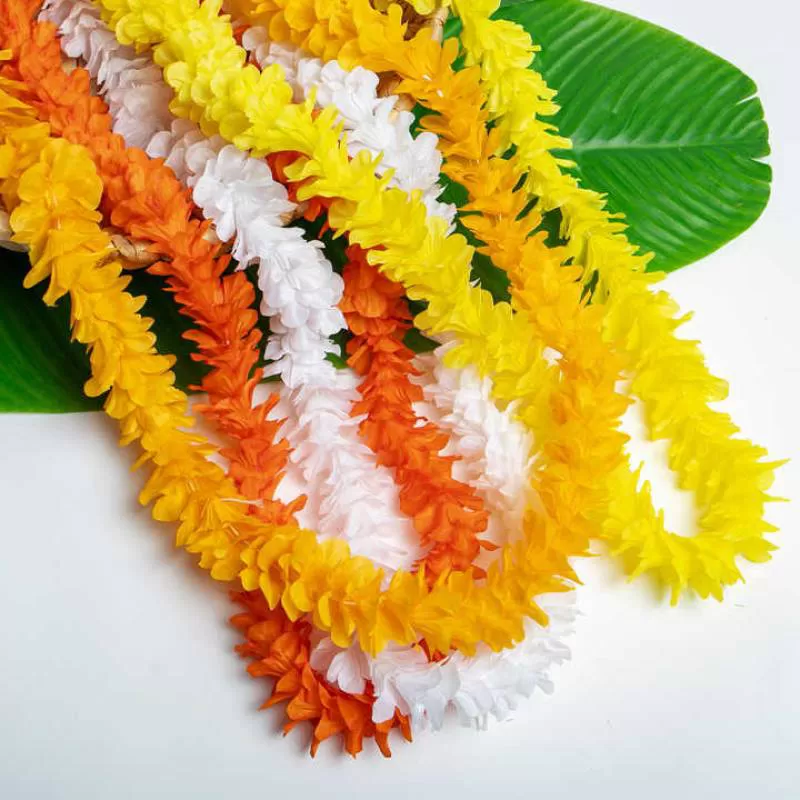 Hawaiian Artificial Silk Puakenikeni Flower Long Lei Festive Wreath Garland for Hula Dance Christmas Thanksgiving