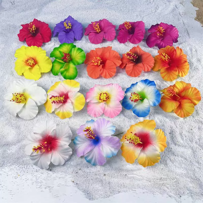 Real Touch DIY Hair Pick Flower 16cm Hibiscus Flower Artificial Large Eva Foam Hawaiian Flower for Decoration