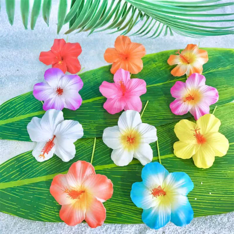 Foam Hibiscus Hair Pick 11 Colors 8CM EVA Artificial Hawaii Dance Party Decorative Flower Women Accessories