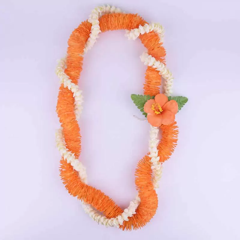 Hawaiian Graduation Artificial Silk Ilima w Pikake Flower Lei Celebration Wreath Festival Garland for Party Festivities