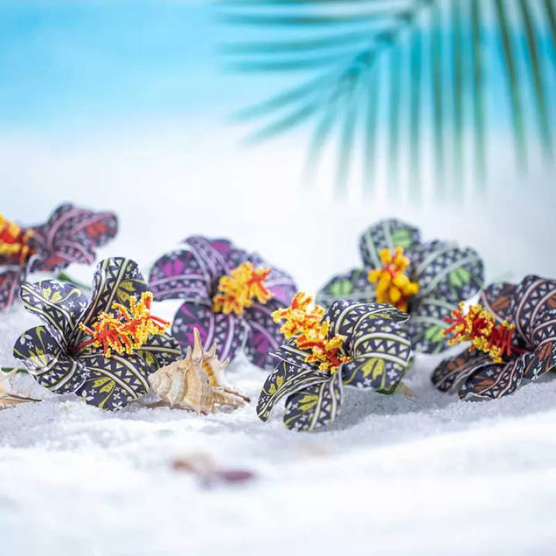 9CM EVA Island Pattern Artificial Hawaii Printed Foam Hibiscus Head Flower Ear Pick