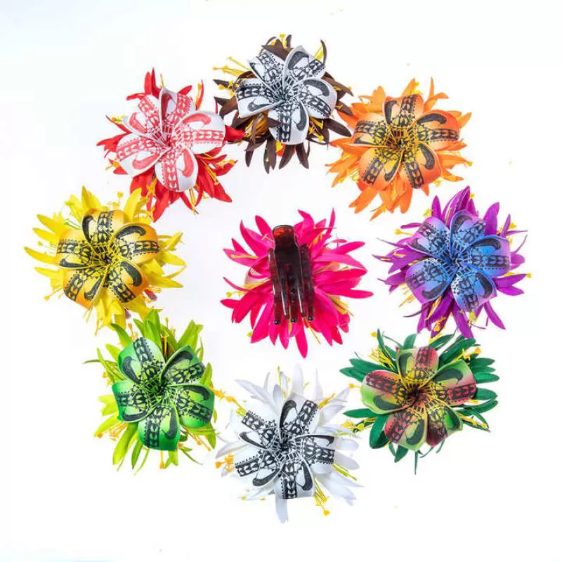 Handmade Velvet Spider Lily Hawaiian Samoan Pattern Foam Plumeria Flowers Hair Clip
