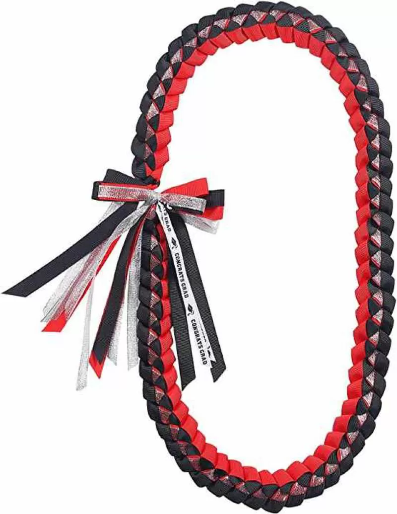 GraduationMall Graduation Leis 2023 Year Charm  115CM Ribbon Lei Braided Necklace Graduation Gift for High School