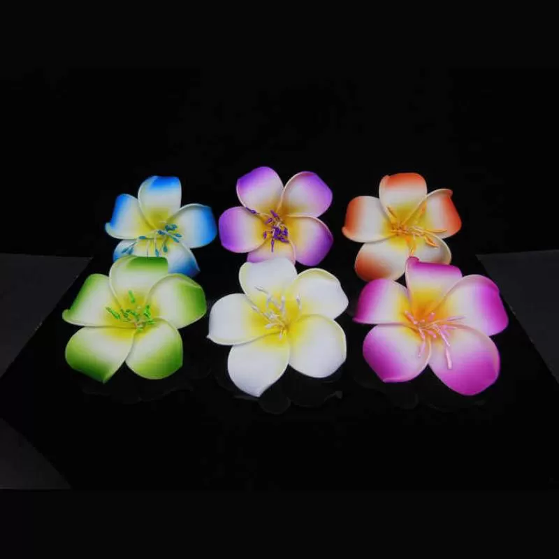 7CM Artificial EVA Foam Plumeria W/Flower Core Hair Pick KN-hf064 Island Party Decorative Hairpiece Hawaii Flower Hair Accessory