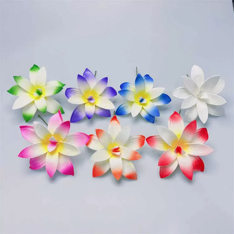 10cm Double Layers Artificial EVA Foam Plumeria Flower Ear Pick Hawaiian Frangipani Hair Picks