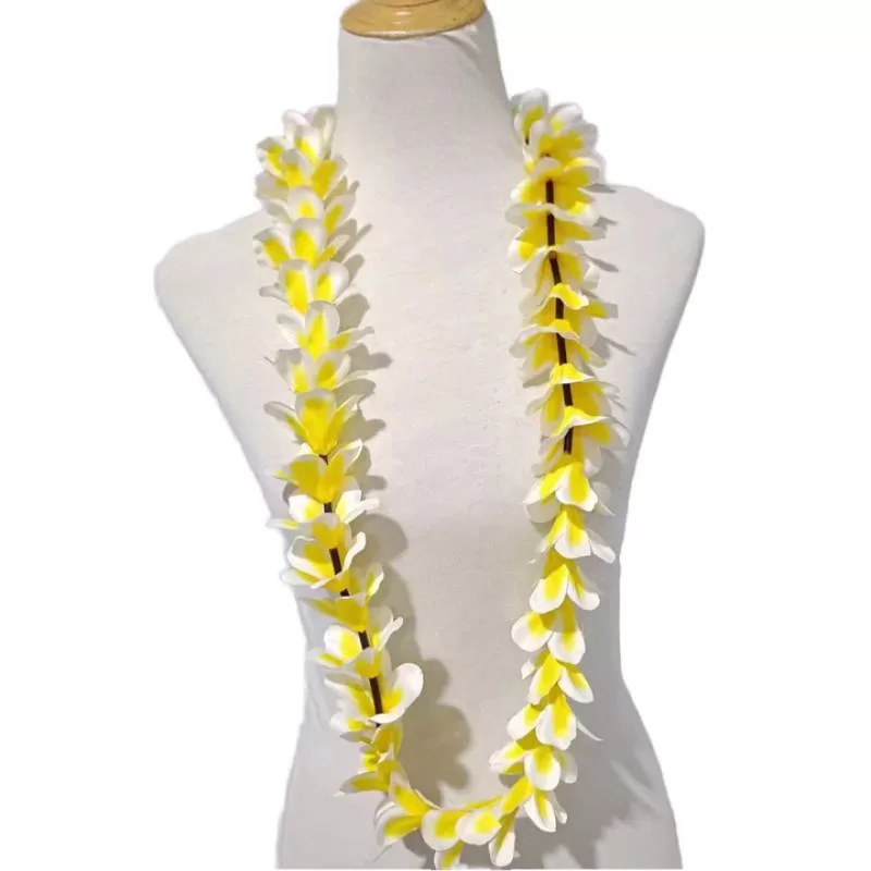 Hawaiian Real-Looking Artificial Silk Plumeria Flower Lei Festive Wreath Garland Graduation Valentine's Day Hula Dance Christmas