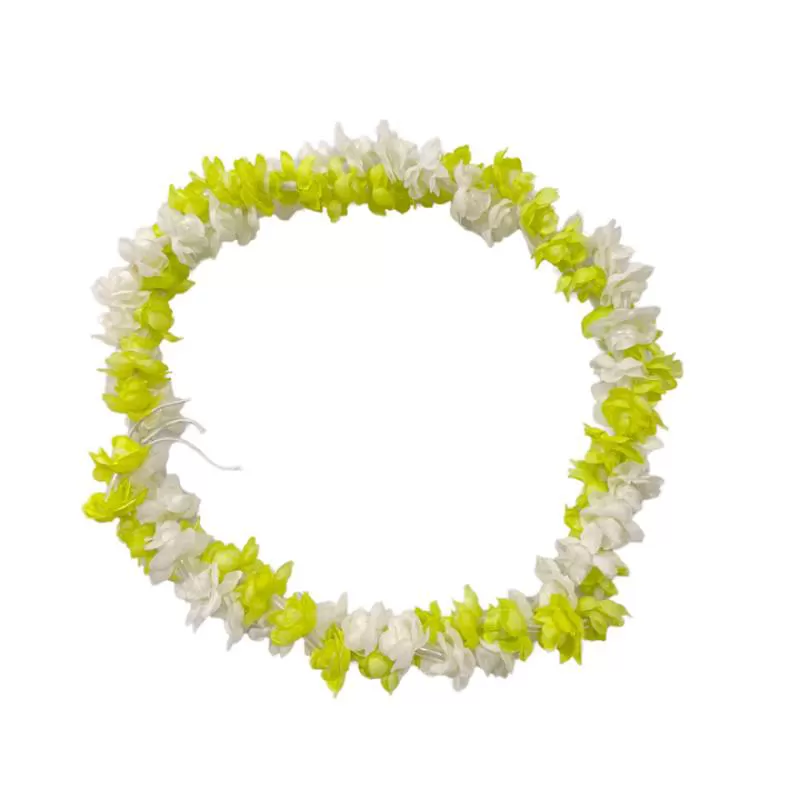 Hawaiian 2 Strand Twisted Silk Flower Pikake Headband for Hula Dance Floral Crown Garland
