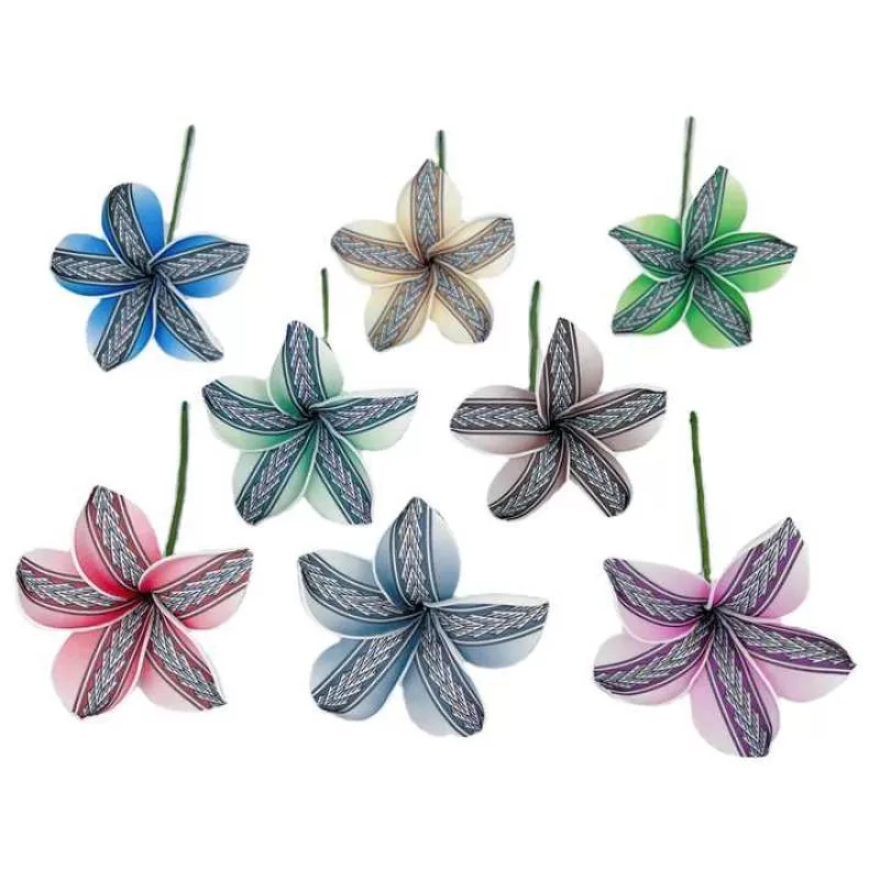 8cm Hawaiian Frangipani Artificial EVA Foam Plumeria Flower Ear Pick Headpieces for Hula Girl