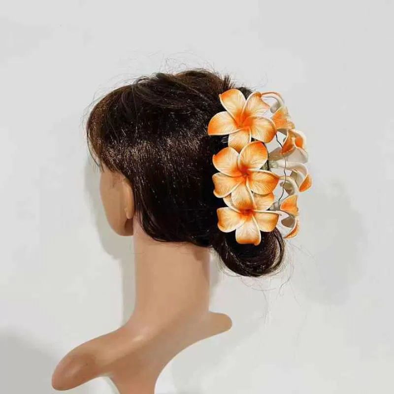Handwork   6-Foam Flowers Hair Claw Hawaiian Flowers Hairgrips for Hula Girl Dance Party Beach Fashion Hair Claw