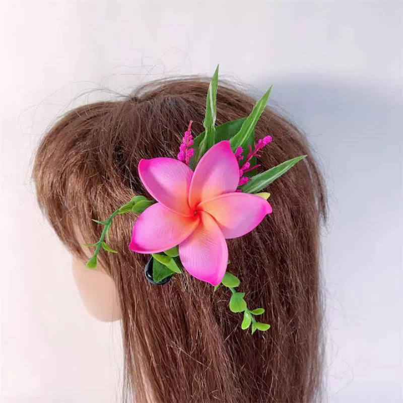 Artificial Foam Plumeria  Hair Clip KN-hc166 Festival Decorative Hairpin Women  Hawaii Flower Hair Clip