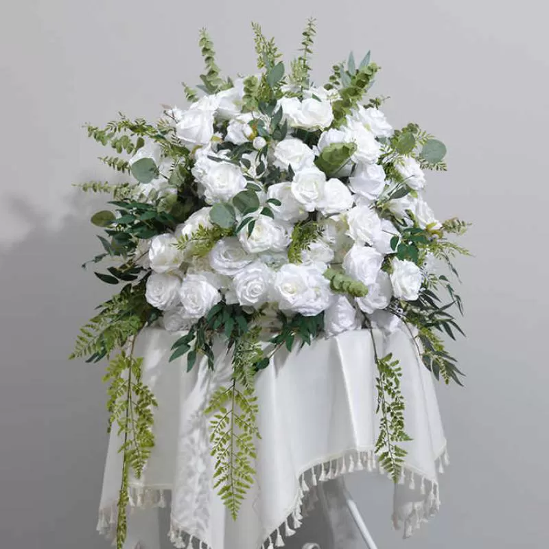 Wholesale OEM Wedding Flower Ball Arrangement Handmade Wedding Centerpiece Artificial White Rose Flower Balls