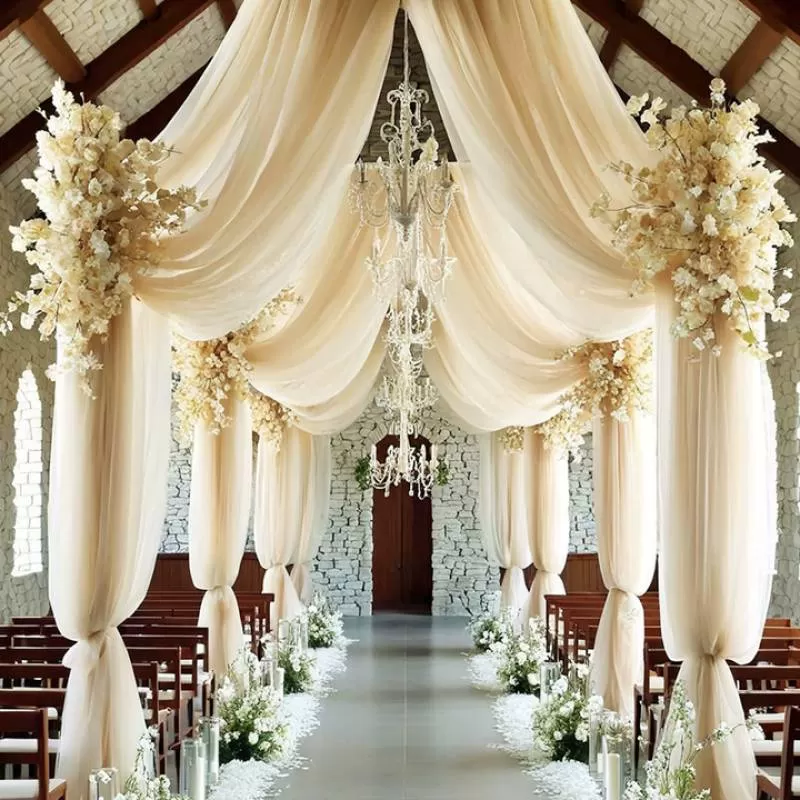 Elegant and Colorful Wedding Ceiling Draping Fabric on Luxury Curtains Wedding Decoration for Wedding