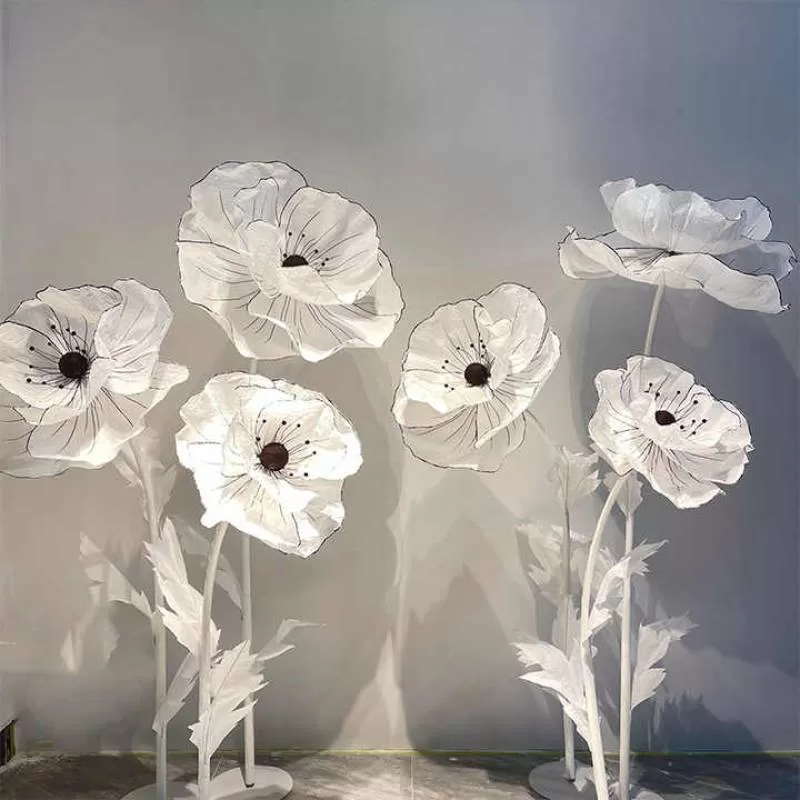 Handmade Crinkled Paper Art Flowers Wedding Stage Window Decoration and Props for Christmas and New Year