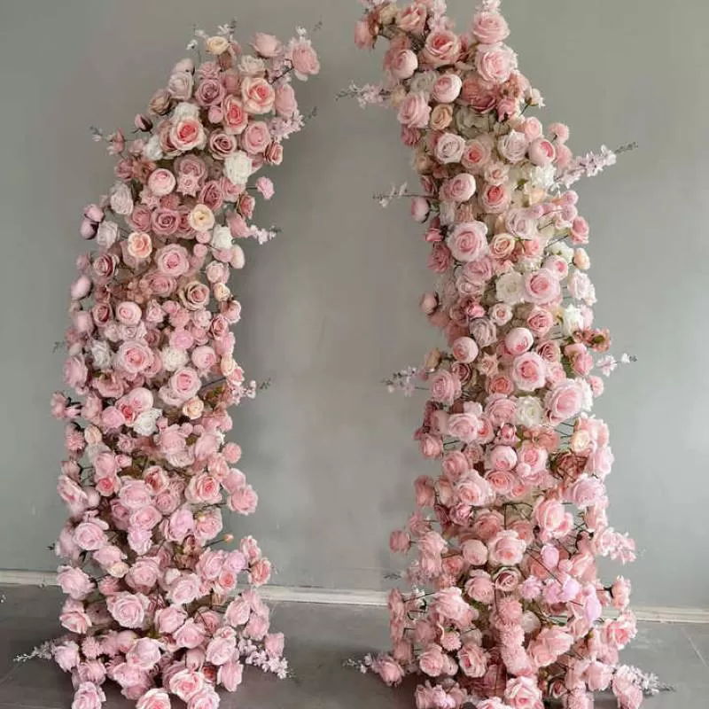 Silk Faux Rose Flowers Runner Arch for Wedding Decor Party Event Backdrop Decoration Props Rose Artificial Flowers Arch