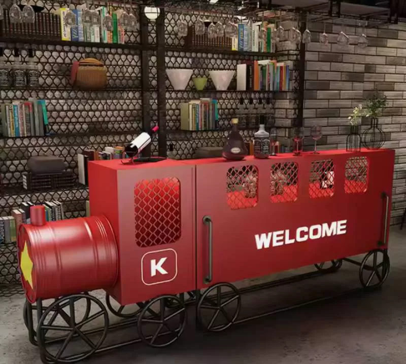 Customized Locomotive Industrial Style Creative Bar Cashier Restaurant Front Desk Counter Vintage Bar Desk