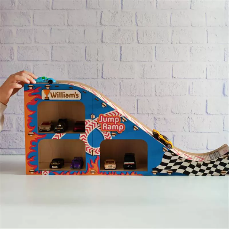 FactoryCustom Jump Ramp Toys for Boys Birthday 5-Layer Standing Type Wood Montessori Garage Cars Storage Gift IdeaDiscount